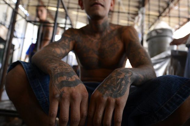 Miembro de la Mara Salvatrucha en el penal de Ciudad Barrios, San Miguel, El Salvador.