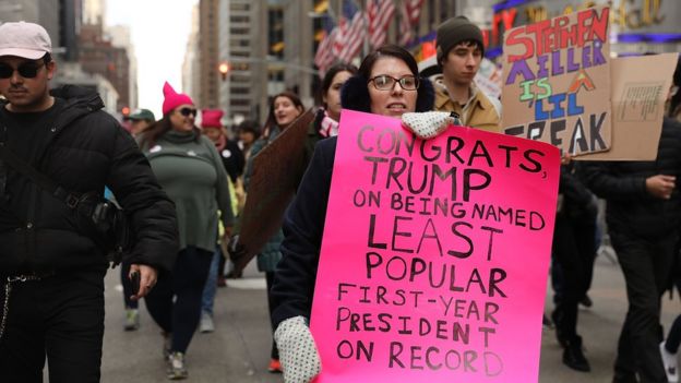 Manifestación contra Donald Trump en Nueva York.
