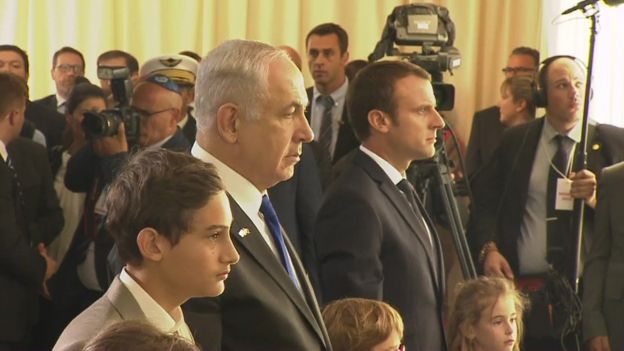 PM Netanyahu and President Macron paid tribute to the victims