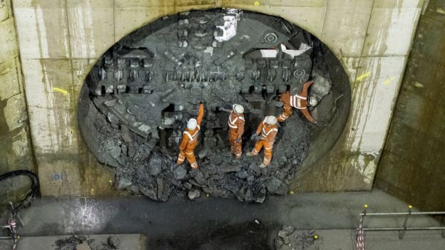 The giant boring machine, nicknamed Daisy the Driller, emerged beneath Glasgow's Queen's Park 