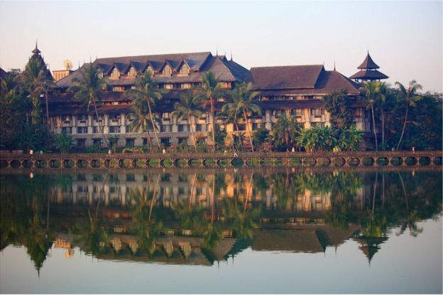 Picture of Kandawgyi Palace Hotel in Yangon before the October 2017 fire - ONE TIME USE ONLY