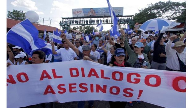 Manifestación en contra del gobierno de Daniel Ortega.