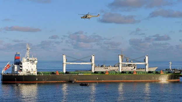 RFA Fort Victoria responds to calls to assist a pirated Italian merchant ship, the MV Montecristo