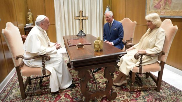 during a private audience at the Vatican, 4 April 2017.