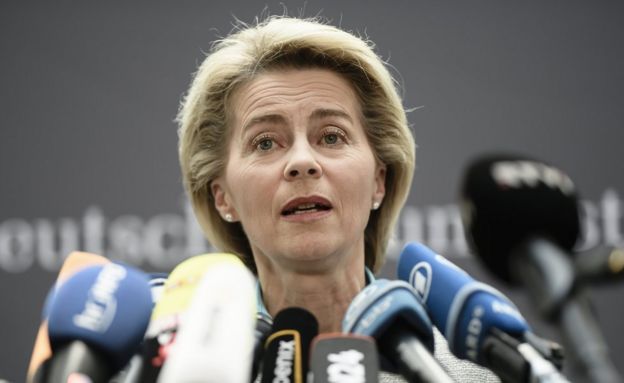 German Defence Minister Ursula von der Leyen at the Defence Committee of the German Parliament