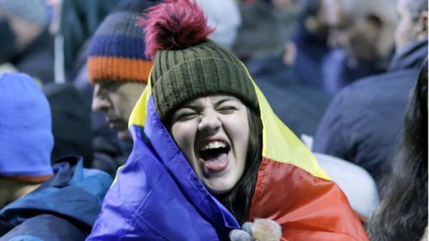 Manifestante en Bucarest