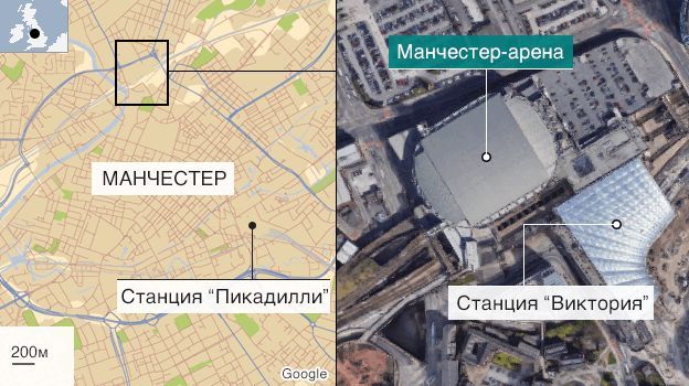 Место взрыва в Манчестере