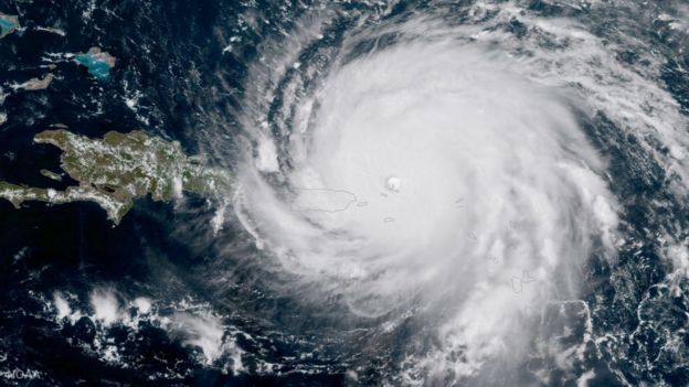 Vista desde el satélite del huracán Irma.