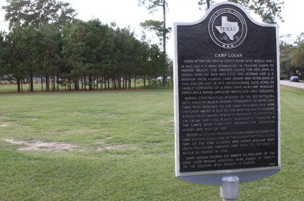 A sign at the site of Camp Logan