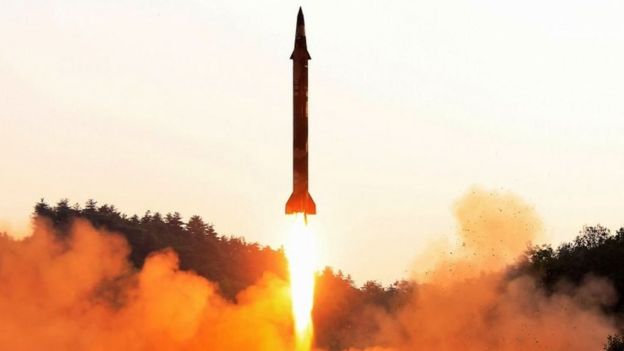 North Korea's missile test. Undated photo