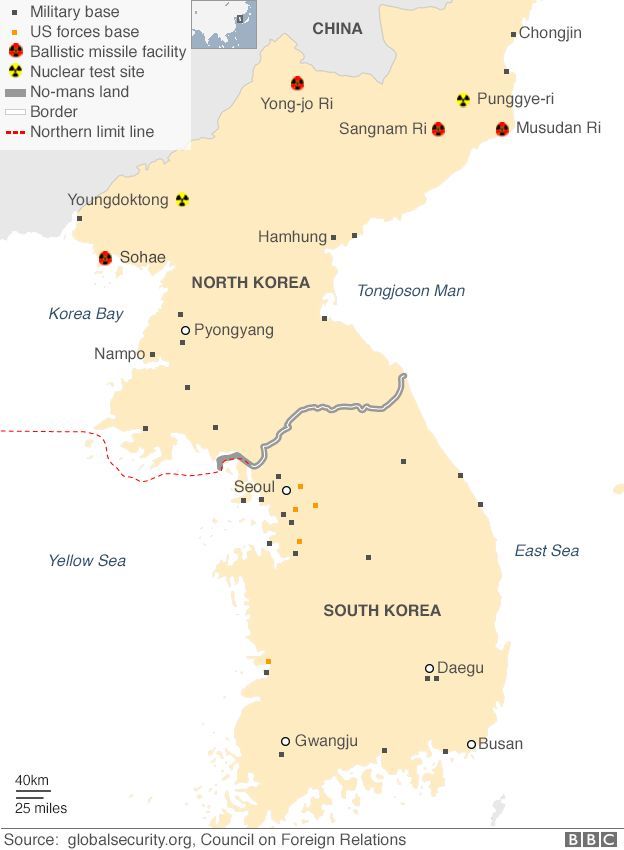 Bản đồ quân sự bán đảo Triều Tiên