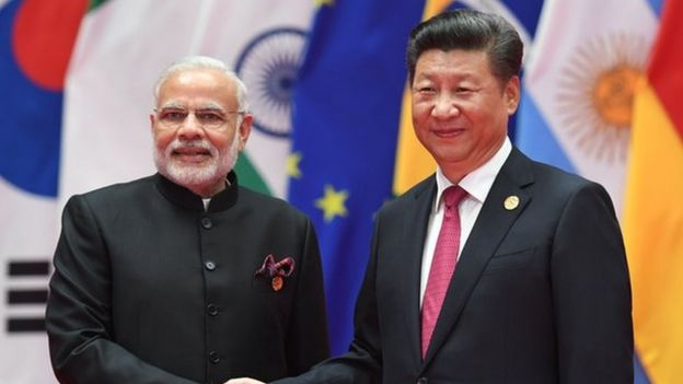 Indian PM Narendra Modi with China\'s President Xi Jinping at the G20 meeting in Hangzhou on September 4, 2016