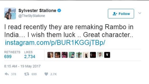 Sylvester Stallone tweet