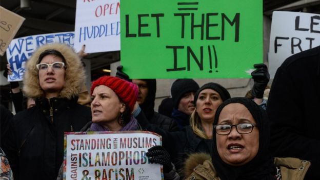 Manifestantes en Nueva York