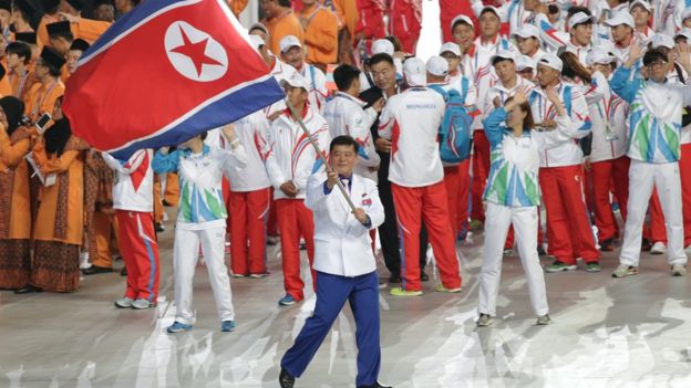 Delegación de Corea del Norte en los Juegos Asiáticos 2014, en Incheon,