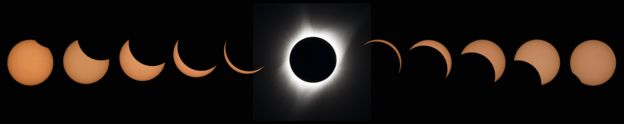 Fotomontaje donde se ve todo el eclipse solar total