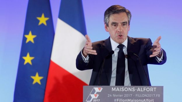 Cựu thủ tướng François Fillon tại một buổi vận động tranh cử ở Maisons-Alfort, gần Paris tháng Hai 2017