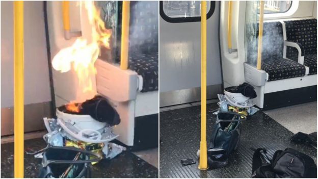 El explosivo se detonó parcialmente en el vagón en Parsons Green, Londres.