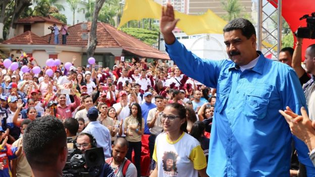 Nicolás Maduro en una concentración chavista
