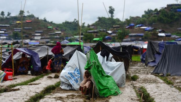 孟加拉城市Ukhia的罗兴亚临时难民营，摄于2017年9月9日