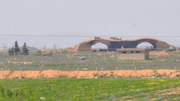 A damaged building at Shayrat airfield, Syria, 7 April