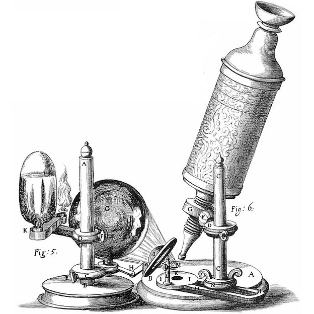 Ilustración del microscopio de Hooke