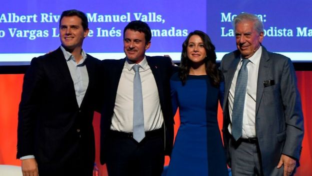 Albert Rivera, Manuel Valls, Inés Arrimadas y Mario Vargas Llosa