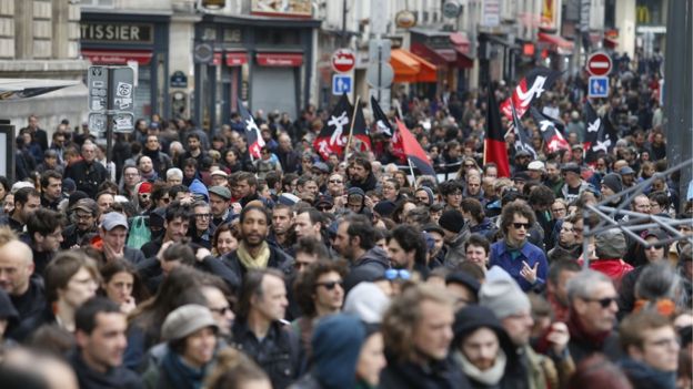 Manifestaciones el 1 de Mayo en París