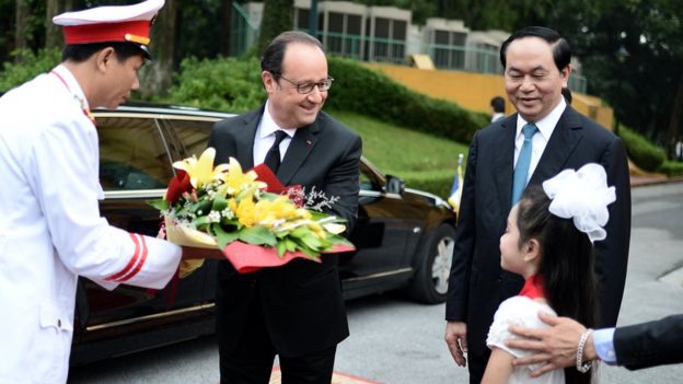 Tổng thống Francois Hollande và Chủ tịch Trần Đại Quang tại Hà Nội tháng 9/2016
