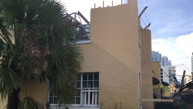La casa de Gerard Duhart que quedó sin techo después del huracán Irma.