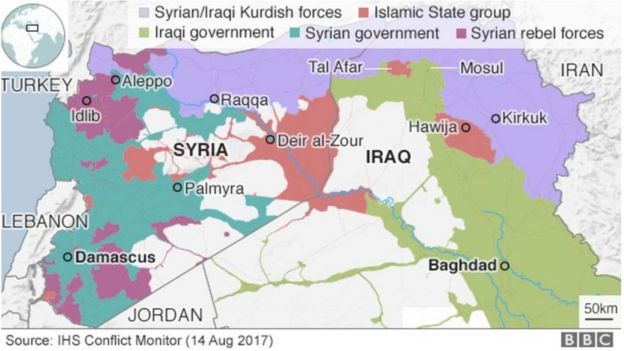 Bản đồ chiến sự chống IS tại Syria và Iraq