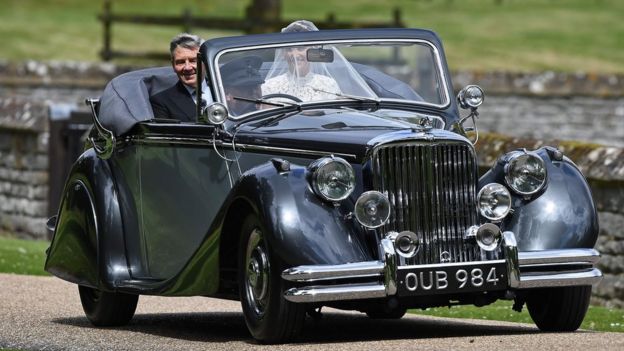 Pippa Middleton in her wedding car