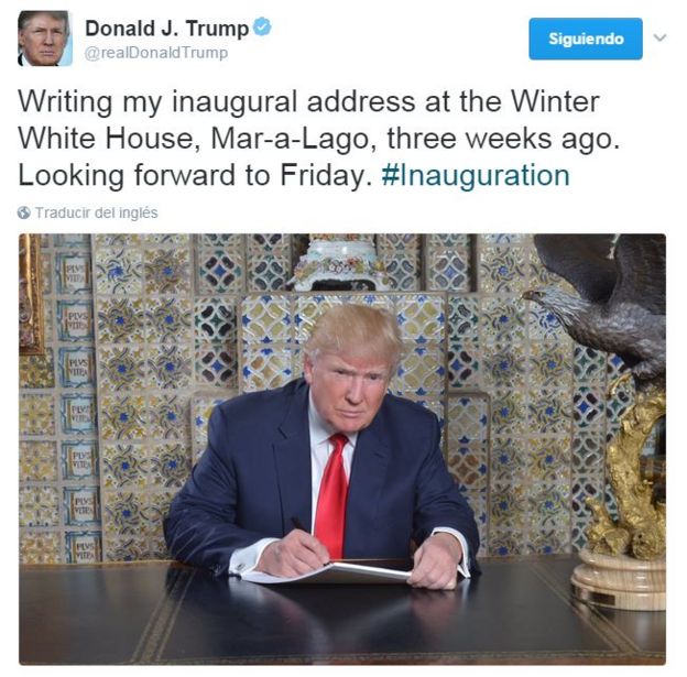 Presidente Donald Trump en un tuit