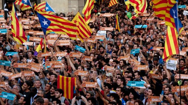 Protesta a favor de la independencia de Cataluña