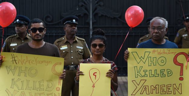 Protesto em apoio ao blogueiro Yameen Rasheed, morto neste ano nas Maldivas