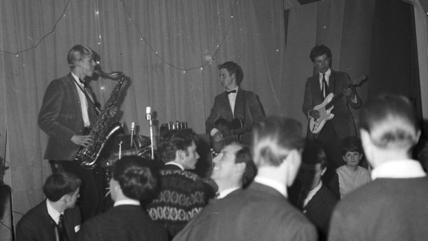 David Bowie performing at Hillsiders youth club, Biggin Hill, May 1963.