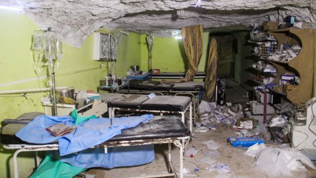Destruction at a hospital room in Khan Sheikhoun. April 4, 2017