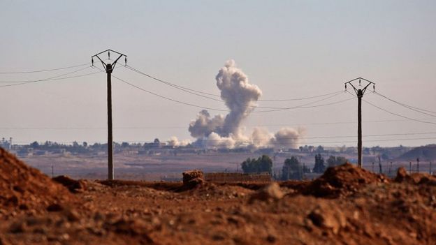 Línea de combate de Estado Islámico en Raqa, Siria