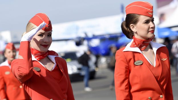 Aeroflot stewardesses in Paris, 16 Jun 15