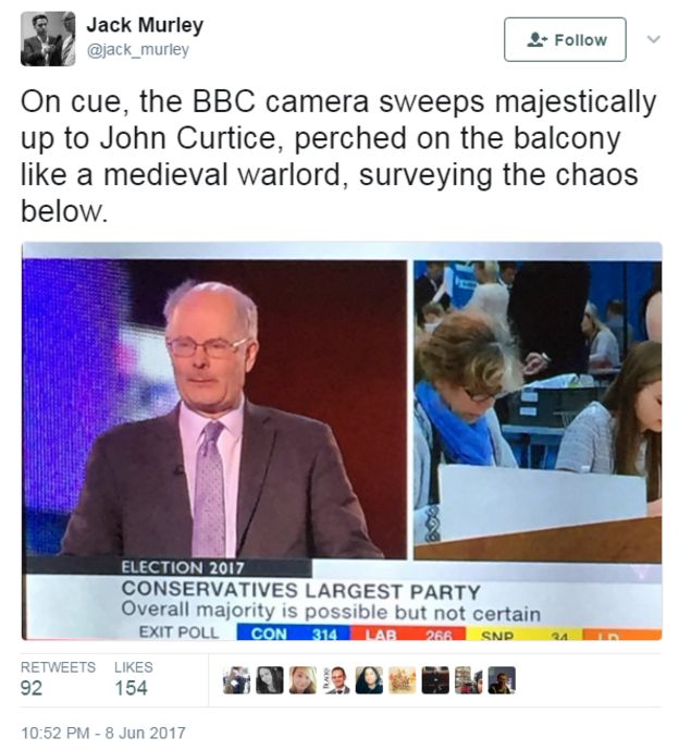 Tweet, saying that Curtice is