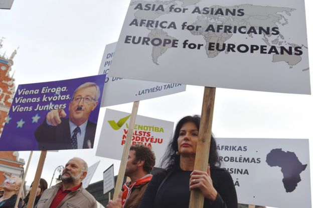 Latvian anti-EU protest in Riga, Sept 2015