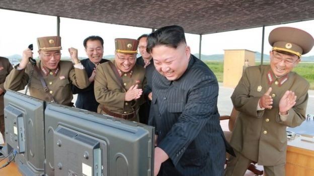 Kim Jong-un y miembros de la cúpula militar de Corea del Norte