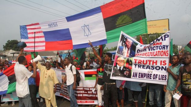 Pro-Biafra protesters in Port Harcourt