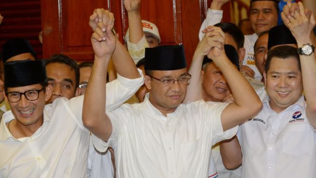 Hari Tanoe bersama Anies Baswedan dan Sandiaga Uno