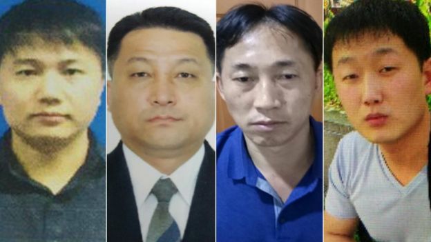 Лица четверых корейских подозреваемых