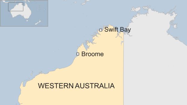 A map showing Swift Bay in Western Australia