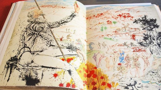 Litografía de Salvador Dalí, que boceta a El Quijote.