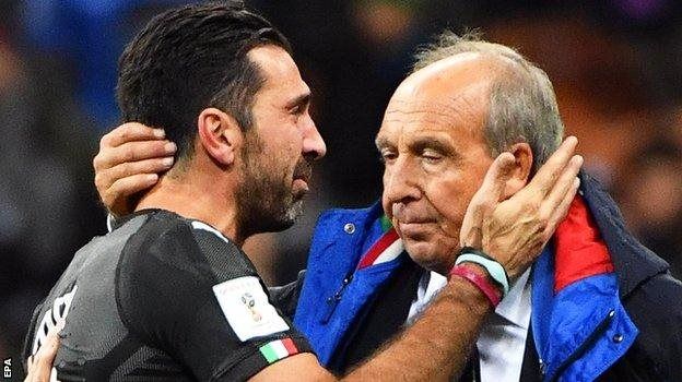 baada ya mchezo huo mlinza mlango wa muda mrefu Gianluigi Buffon ametangaza kustaafu soka la kimataifa