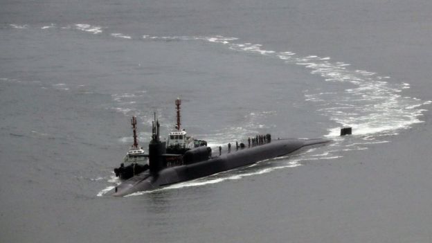 密西根号潜舰将开往韩国釜山港。