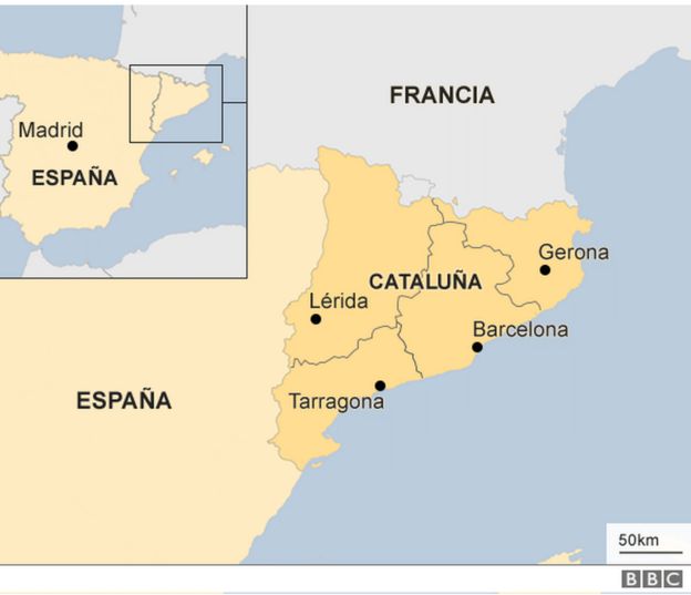 Mapa de Cataluña en España